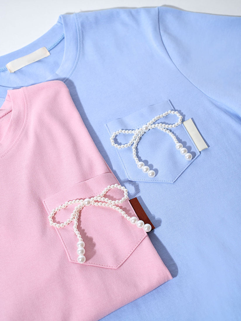 Pearl Bow Pocket Tee (2 Colours)
