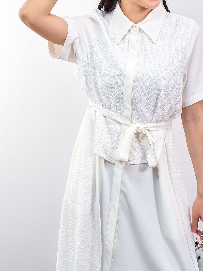 Layered Short Sleeve Shirt Dress (2 Colours)