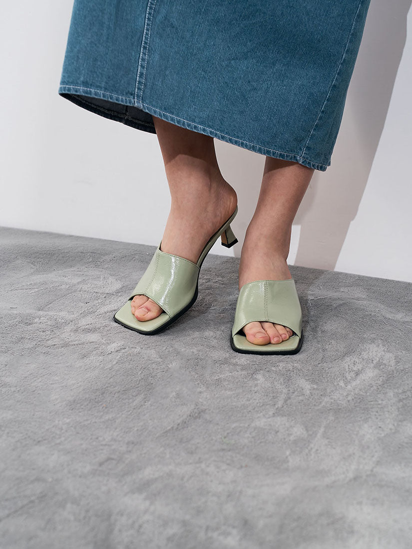 Square Head Open-toe Low Heels Shoes