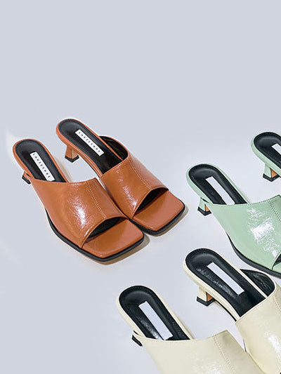 Square Head Open-toe Low Heels Shoes
