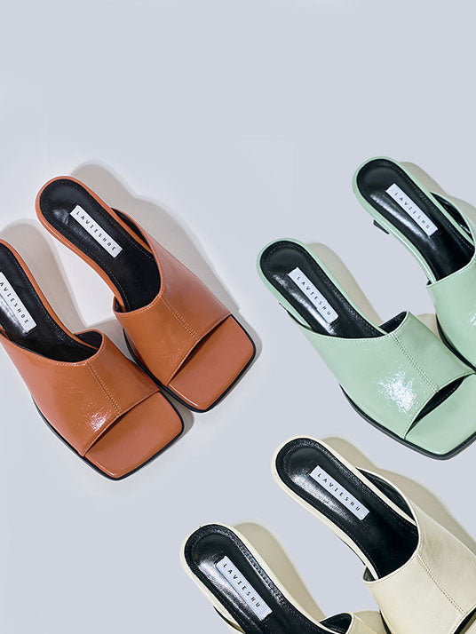 Square Head Open-toe Low Heels Shoes