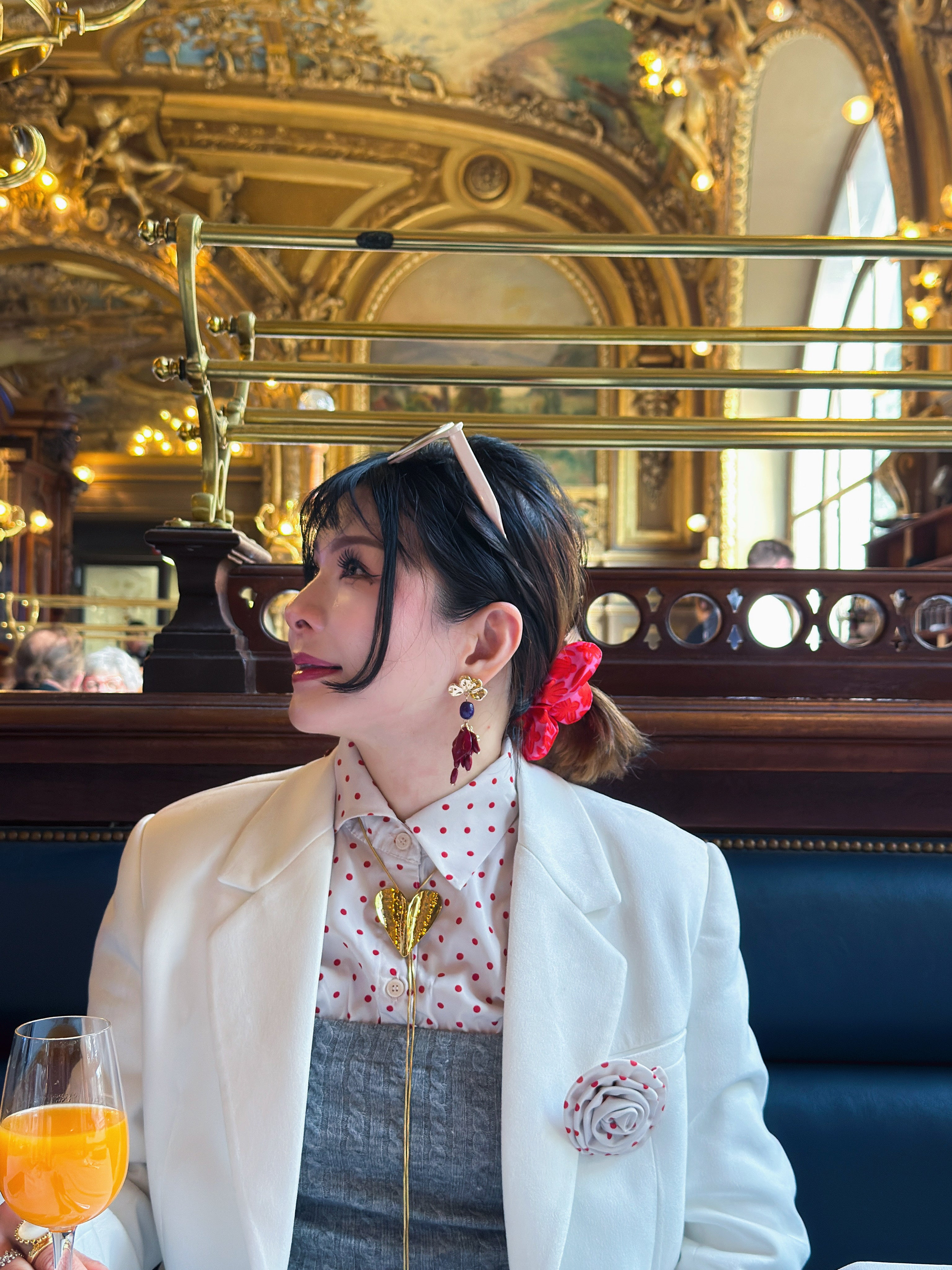 Cable Knitted Panel Polka Dot Blouse