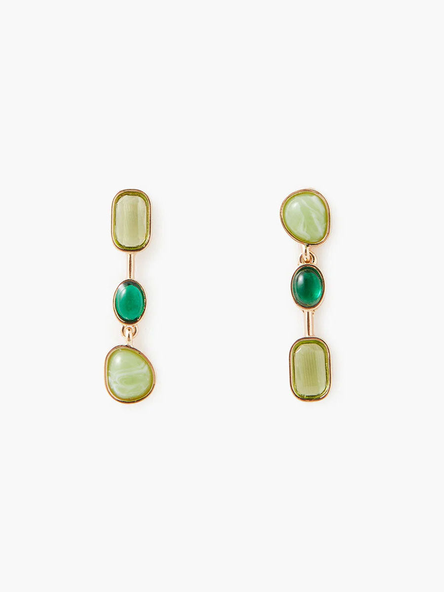 Green Stone Hanging Earrings