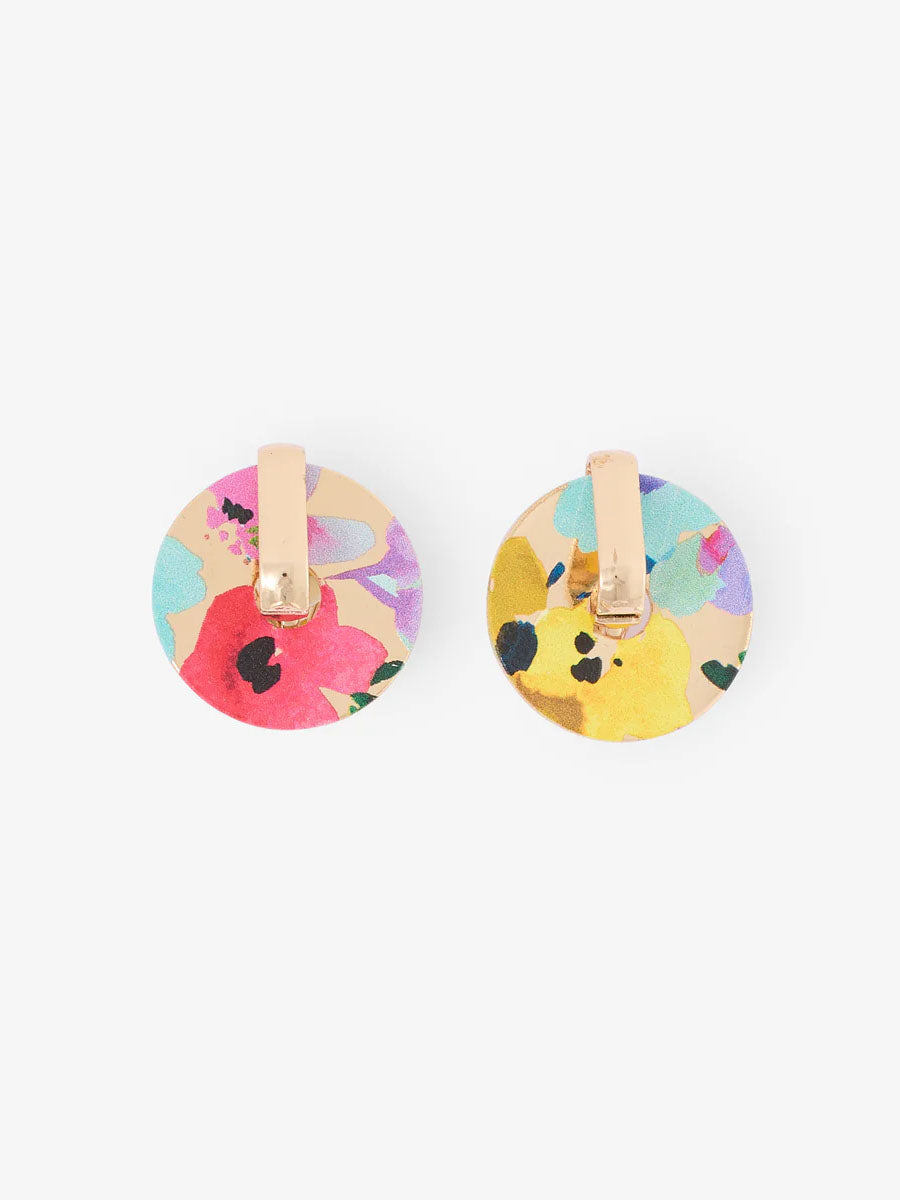 floral print Round clip-on earrings
