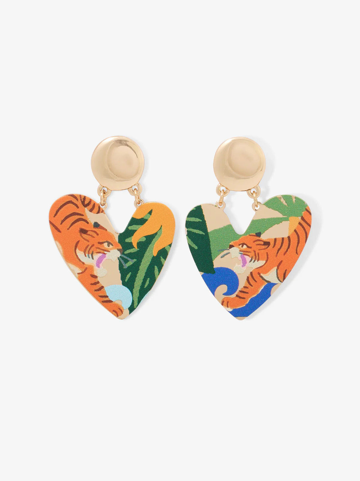 Jungle Printed Balagane Heart Earrings