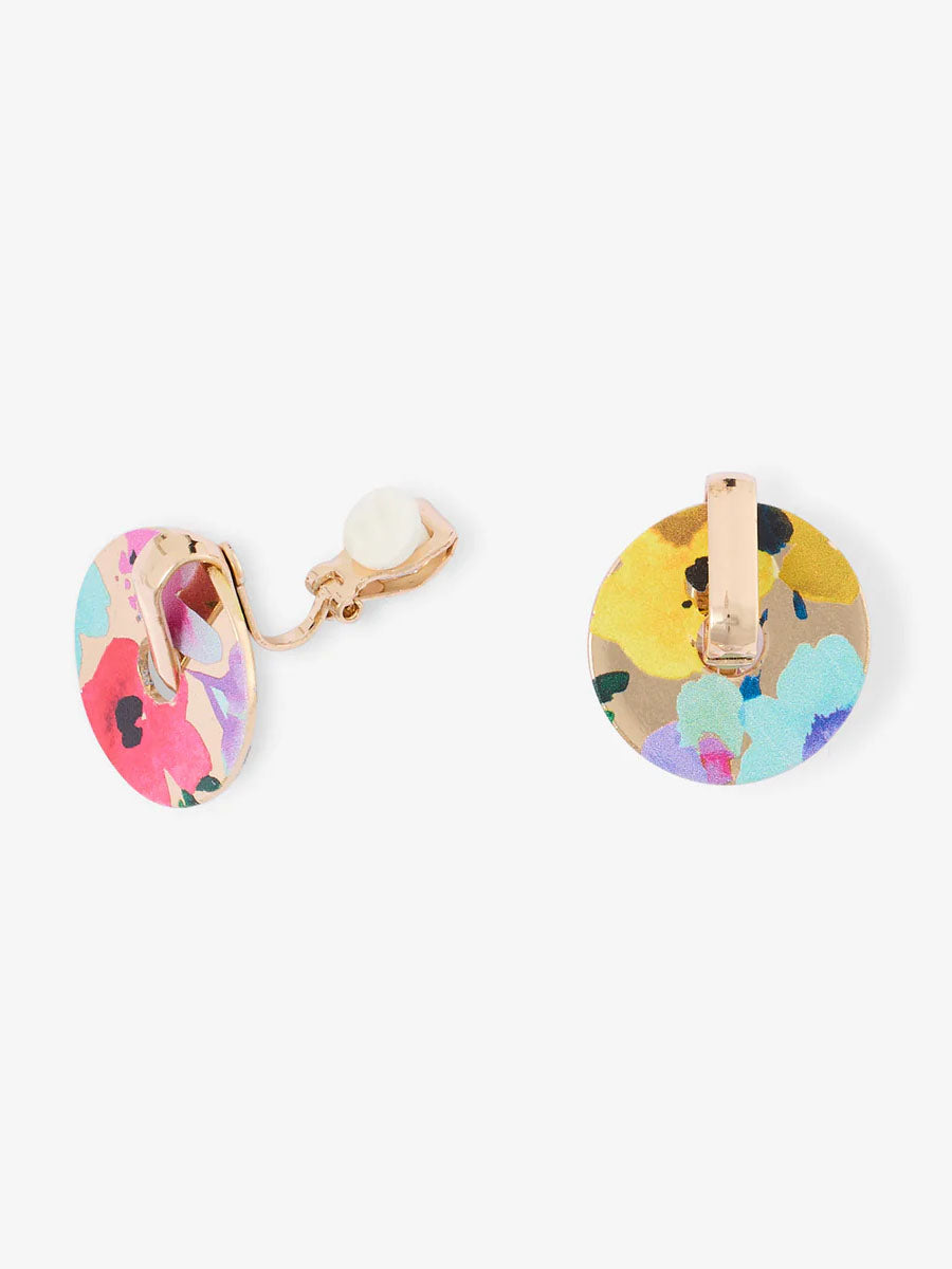 floral print Round clip-on earrings