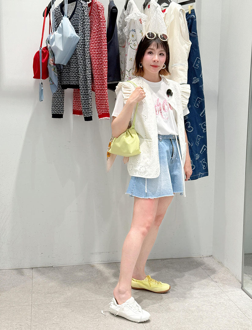 Floral Perforated Embroidered Vest