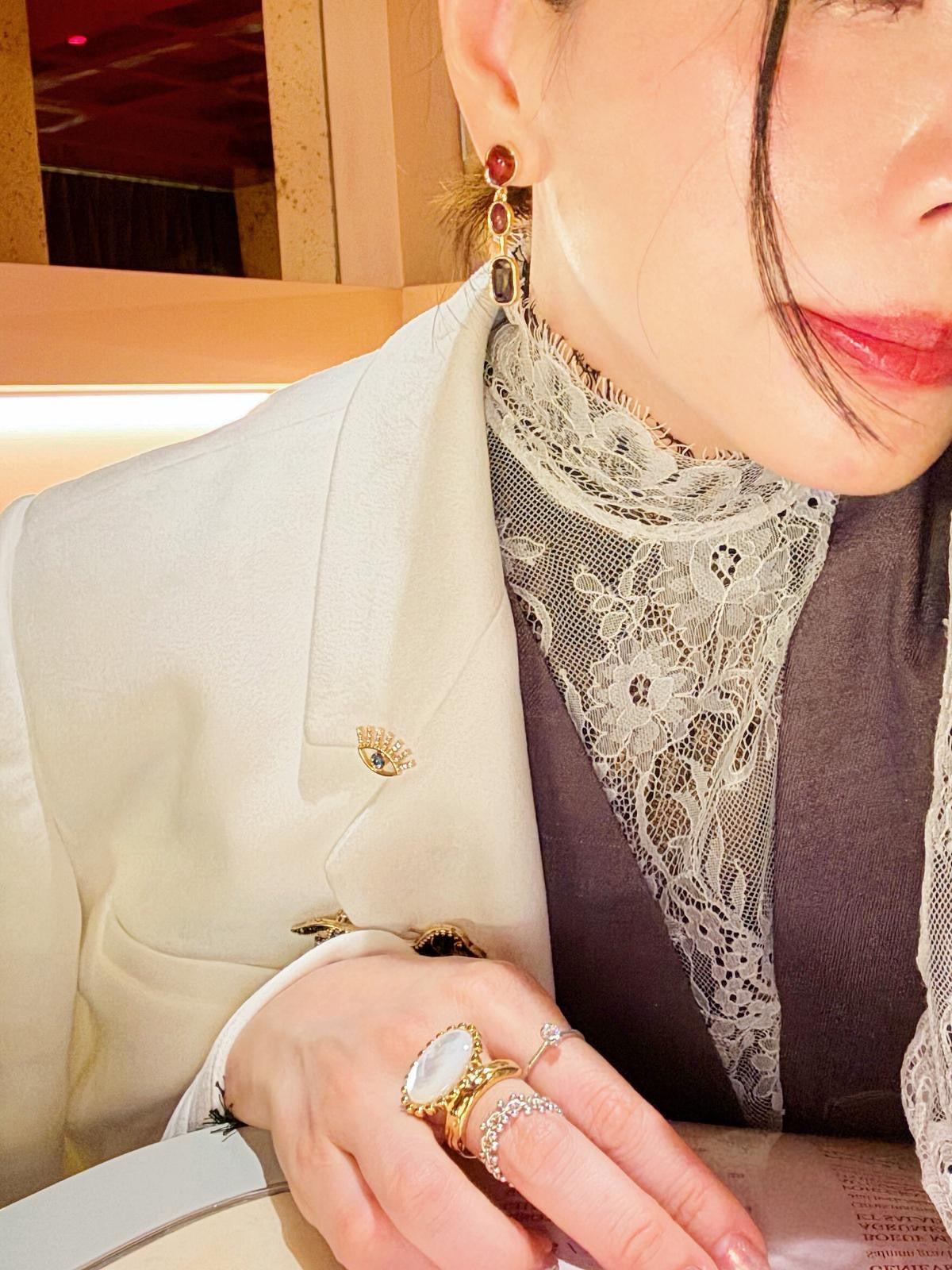 Cabochons Asymmetric Earrings