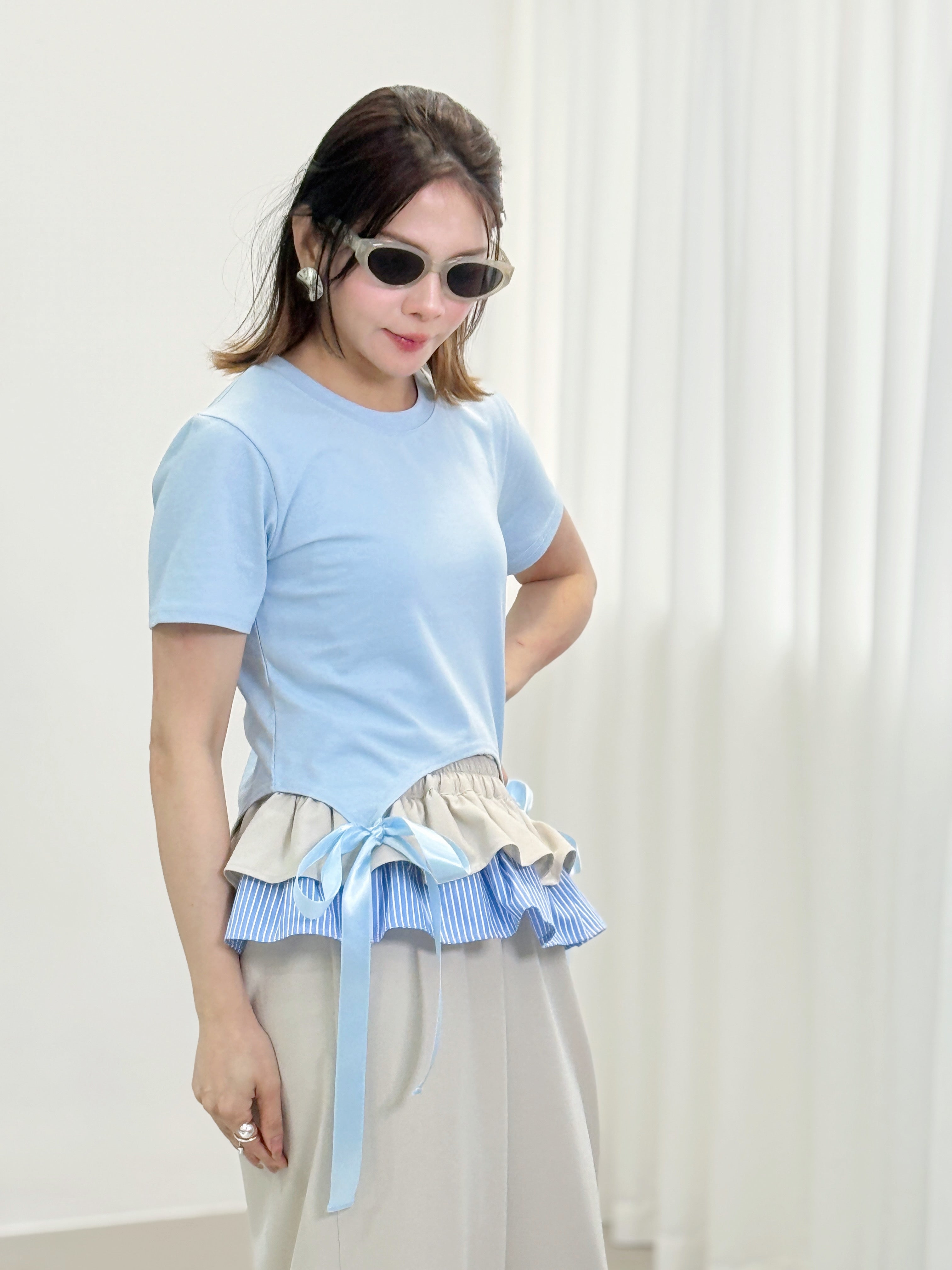 Contrast Ruffle Wide-Leg Pants (2 Colours)