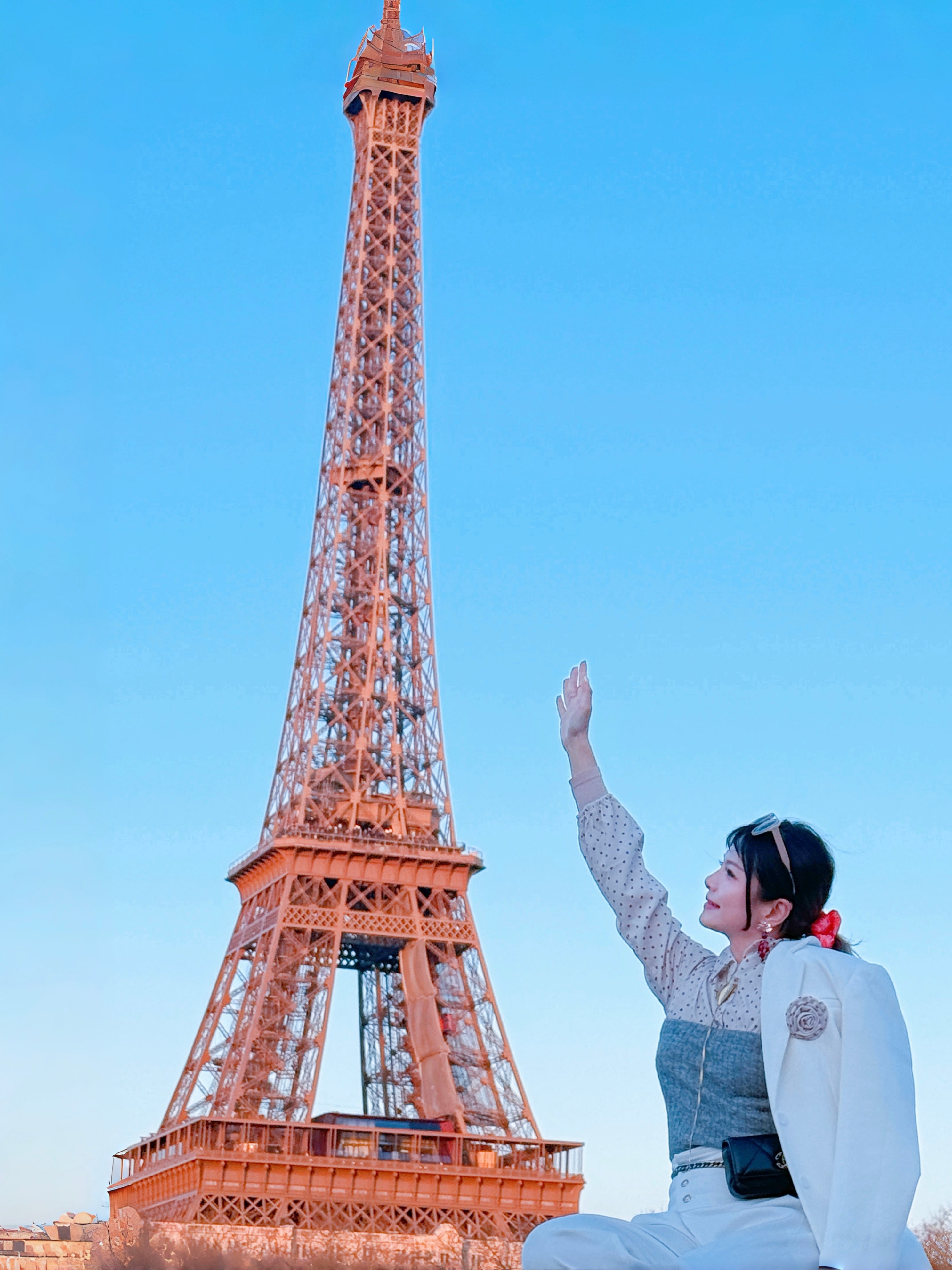 Cable Knitted Panel Polka Dot Blouse