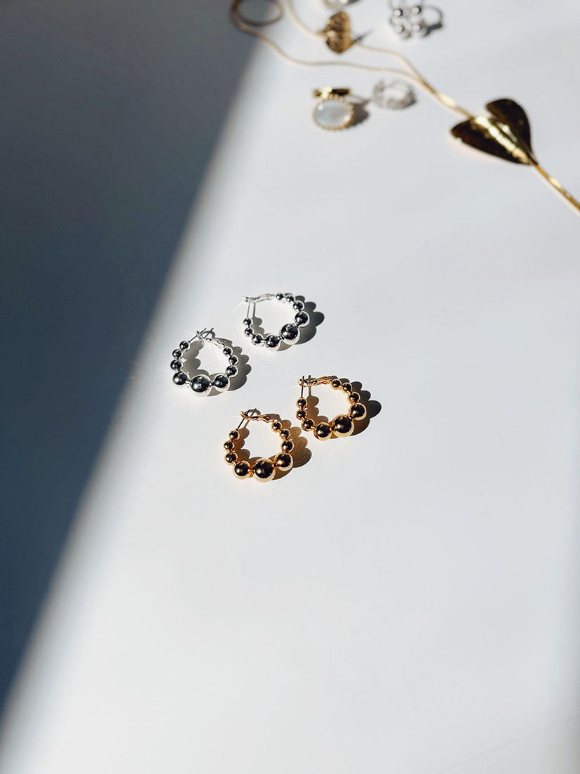 Metallic Ball Hoop Earrings (2 Colours)