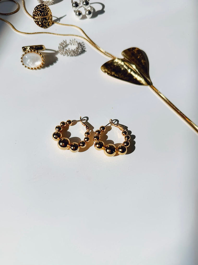 Metallic Ball Hoop Earrings (2 Colours)