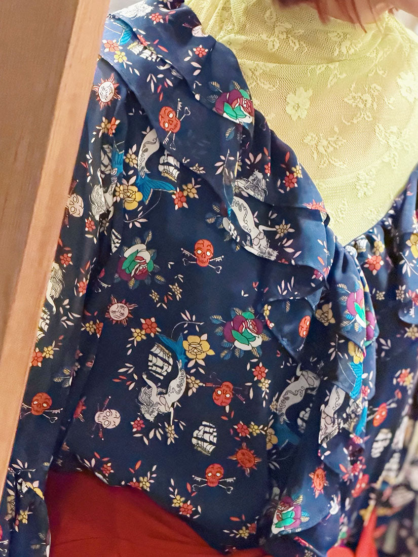 Pirate and Heart Printed Ruffle Dress (2 Colours)