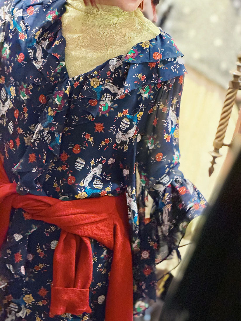 Pirate and Heart Printed Ruffle Dress (2 Colours)