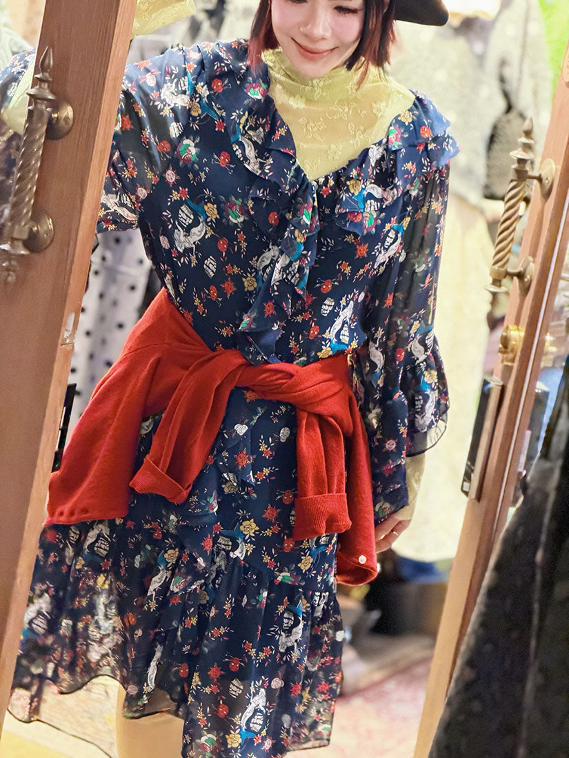 Pirate and Heart Printed Ruffle Dress (2 Colours)