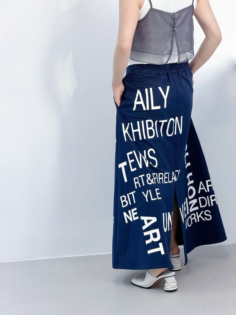 Typography Printed Skirt (2 Colours)