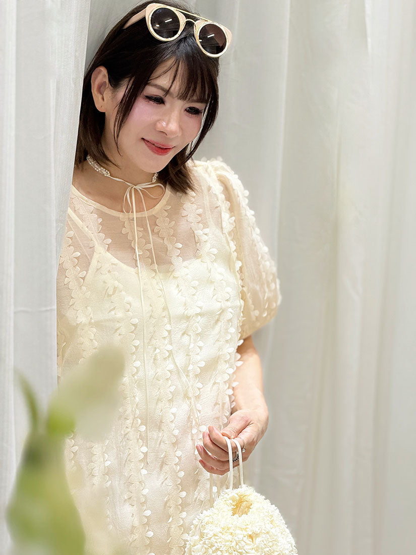 Sheer 3D Floral Dress (2 Colours)