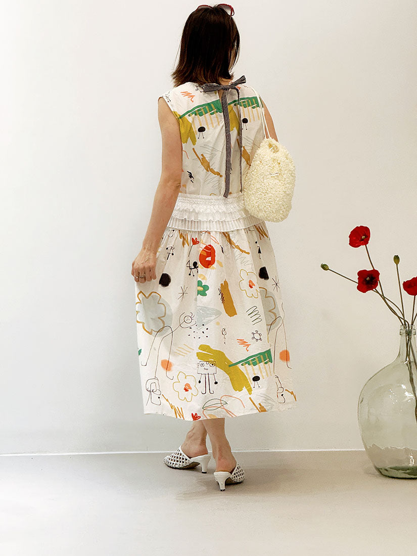 Tie Back Playful Printed Sleeveless Dress (2 Colours)