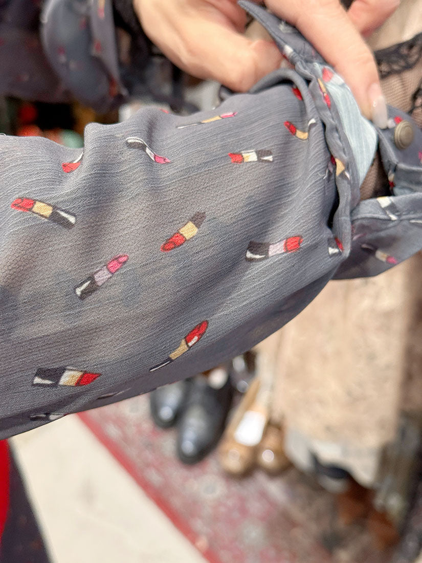 Lipstick Pattern Tied Waist Dress (2 Colours)