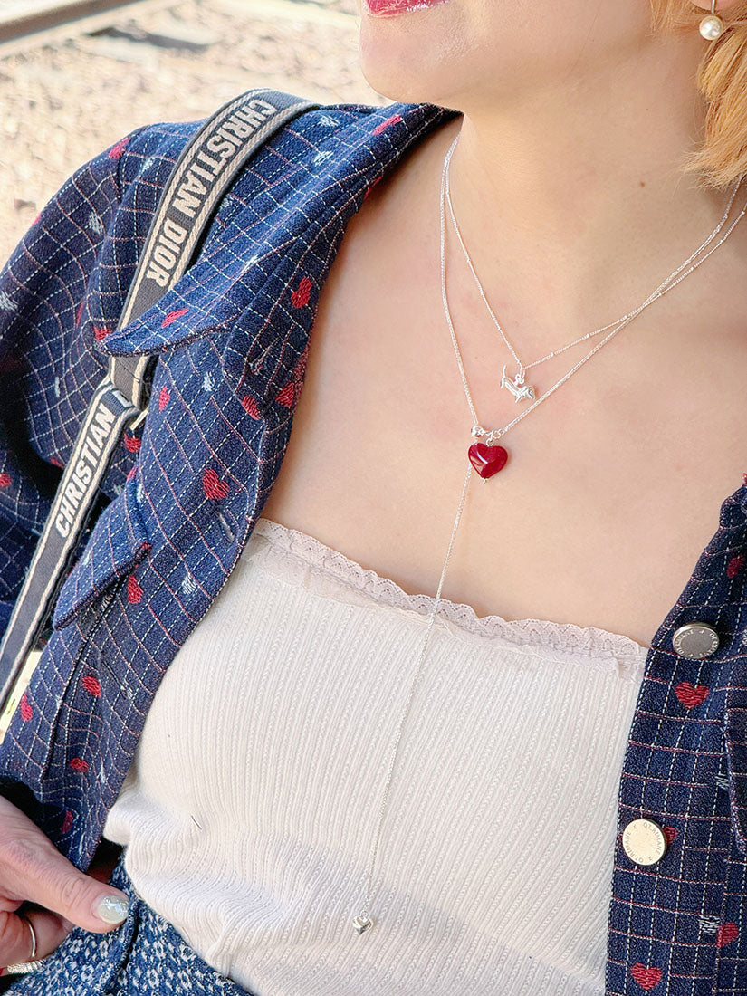 Silver Dog Beads Necklace