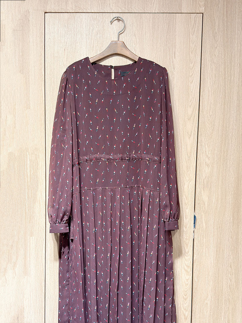 Lipstick Pattern Tied Waist Dress (2 Colours)