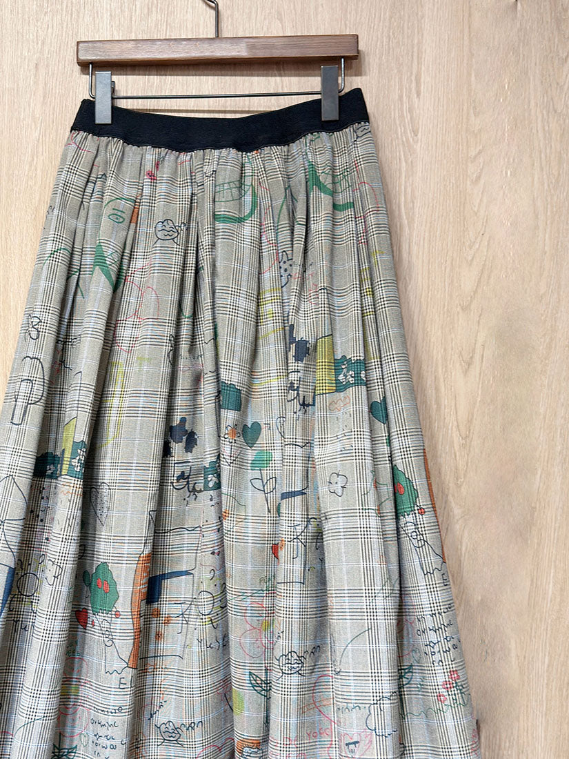Hand Drawing Checker Skirt