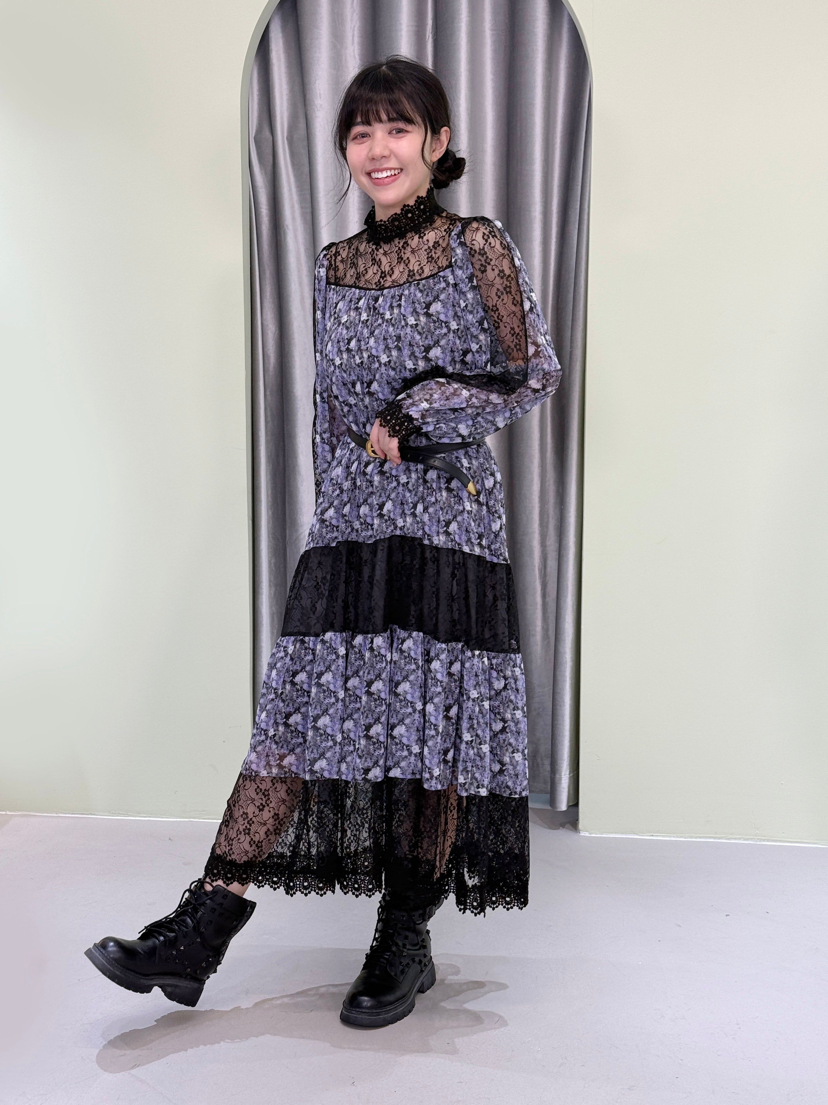 Lace Panel Floral Tiered Dress (2 Colours)