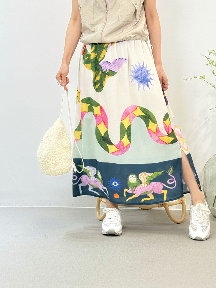 Fanciful Animal Printed Skirt