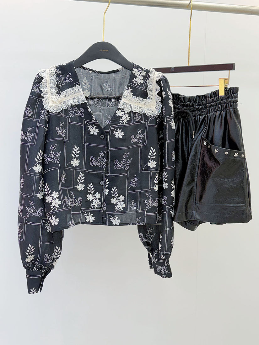 Star Studs Faux Leather Shorts