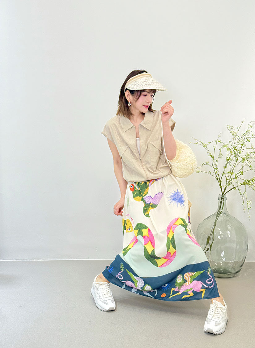 Fanciful Animal Printed Skirt