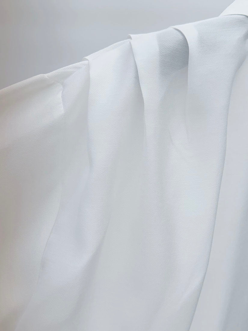 Pleated Shoulder Drawstring Waist Buttony Shirt