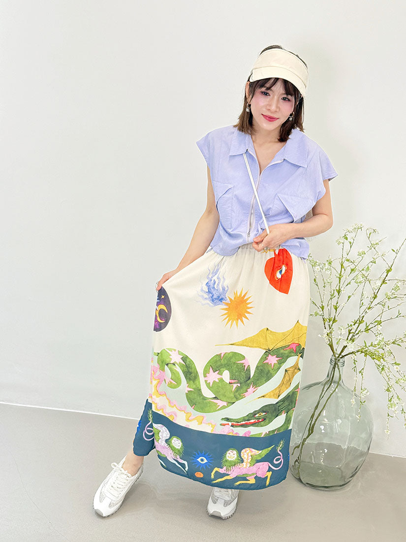 Fanciful Animal Printed Skirt