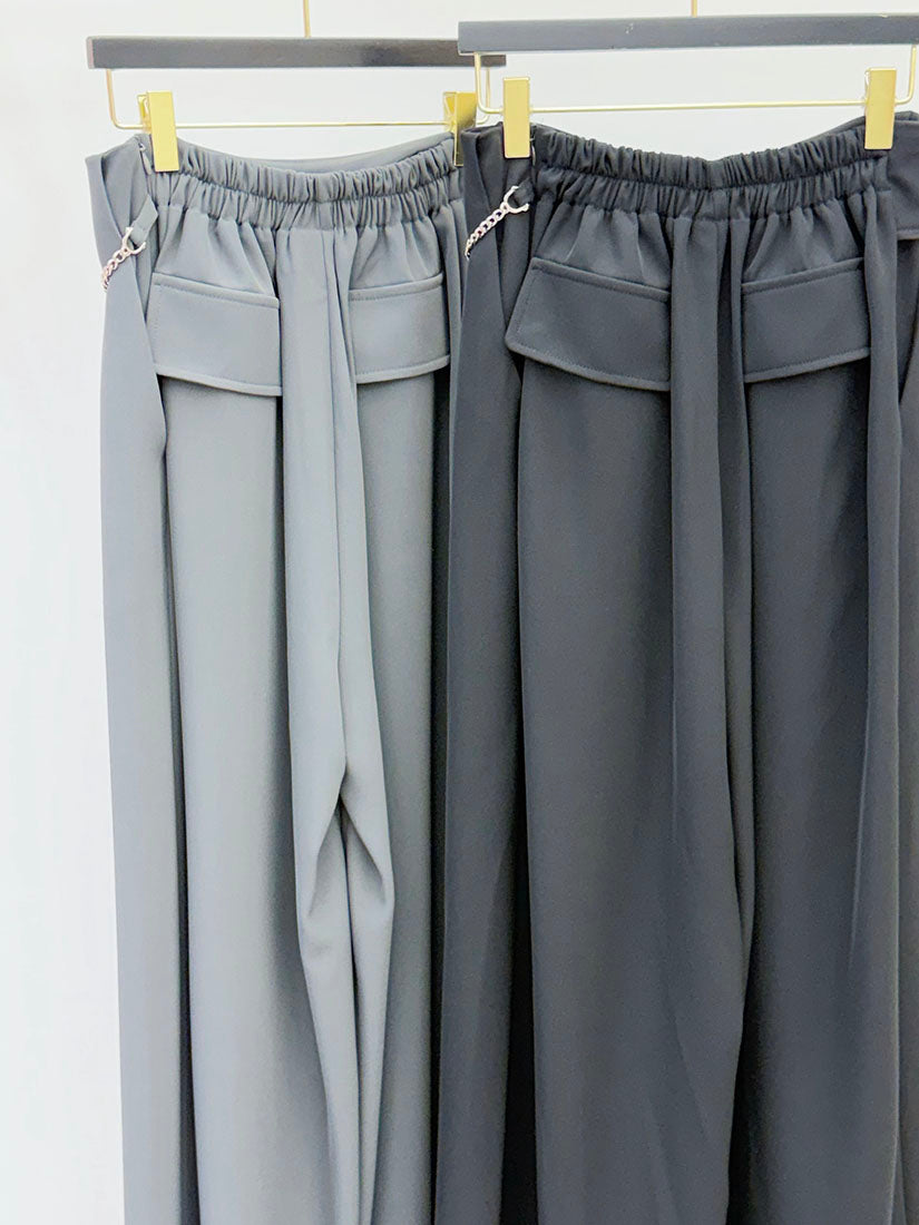 Chain Detail Flap Waist Pants (2 Colours)