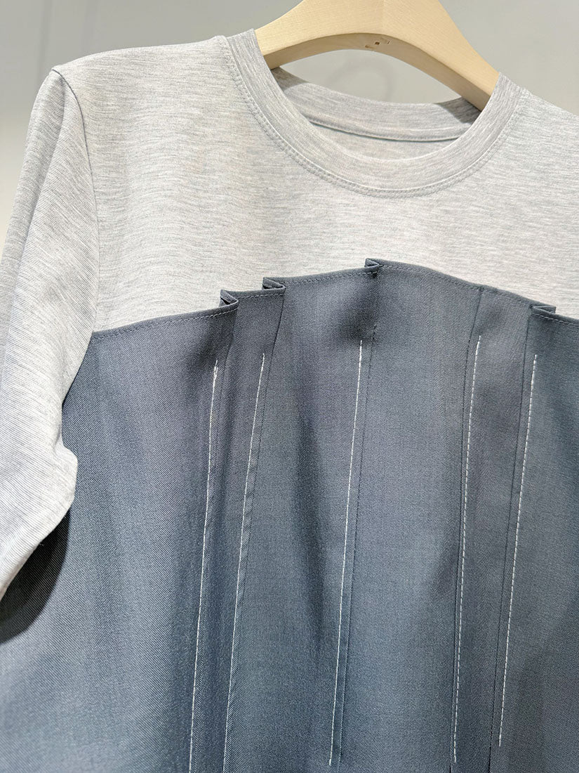 Pleated Panel Patch Long Sleeve Top (3 Colours)