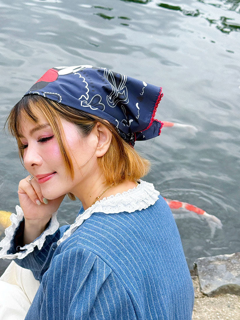 Lace Trim Striped Denim Jacket