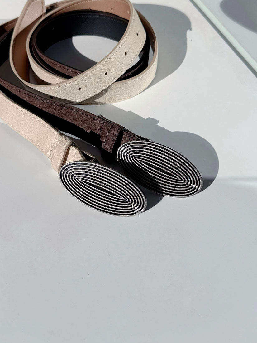Oval Buckle Suede Belt (2 Colours)