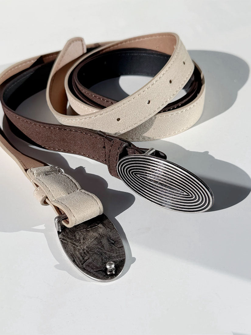Oval Buckle Suede Belt (2 Colours)