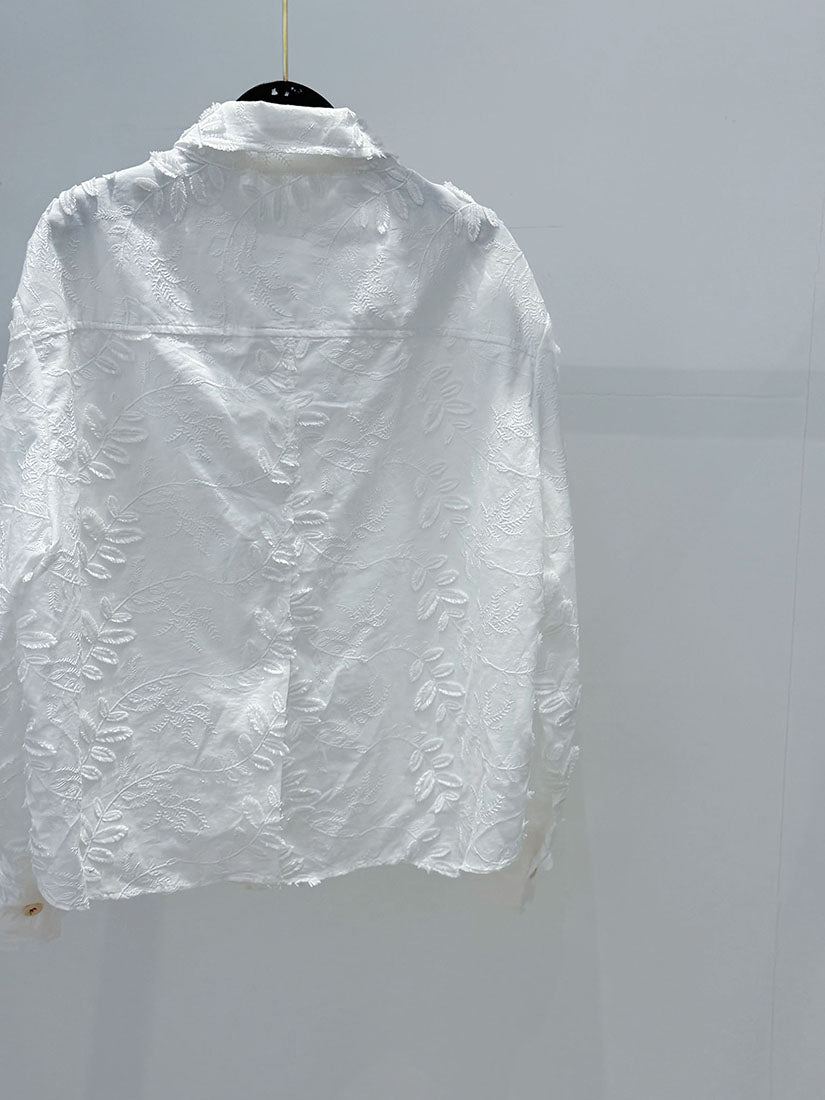 3D Floral Embroidered Shirt