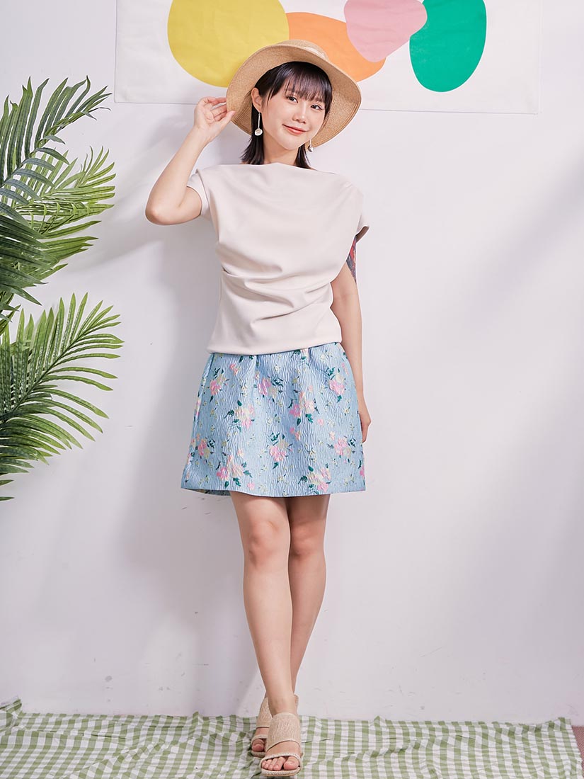 Floral Embroidered Jacquard Mini Skirt