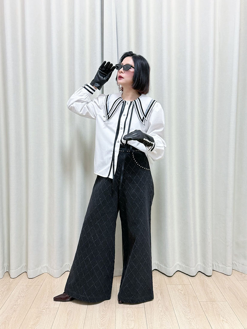 Stud Argyle Pattern Jeans