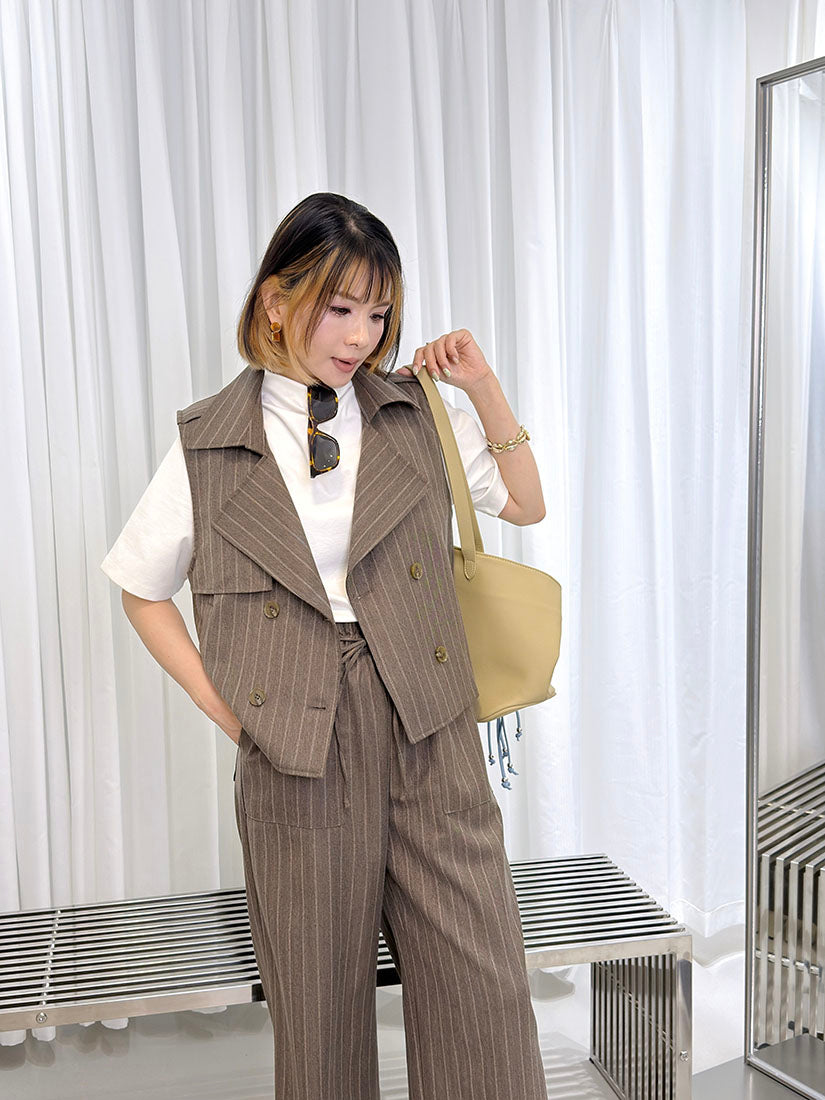 Flap Striped Double Breasted Waistcoat (3 Colours)
