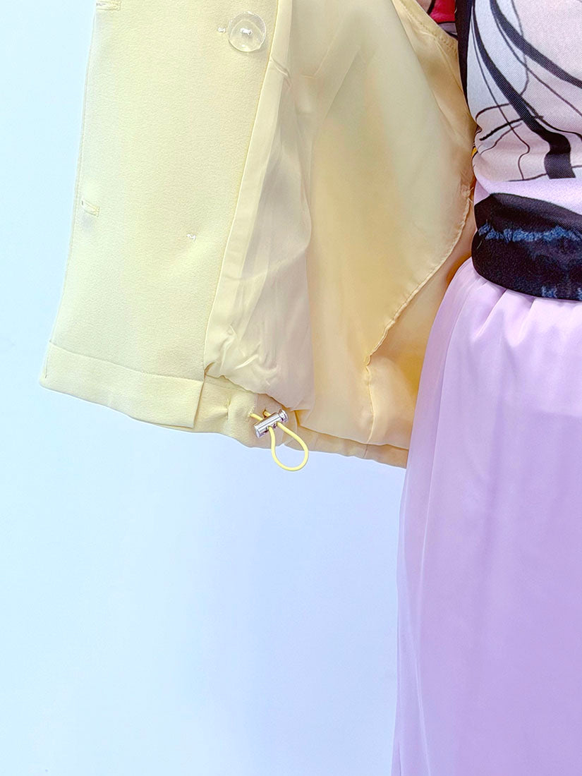 Drawstring Waist Double Breasted Vest Blazer (2 Colours)