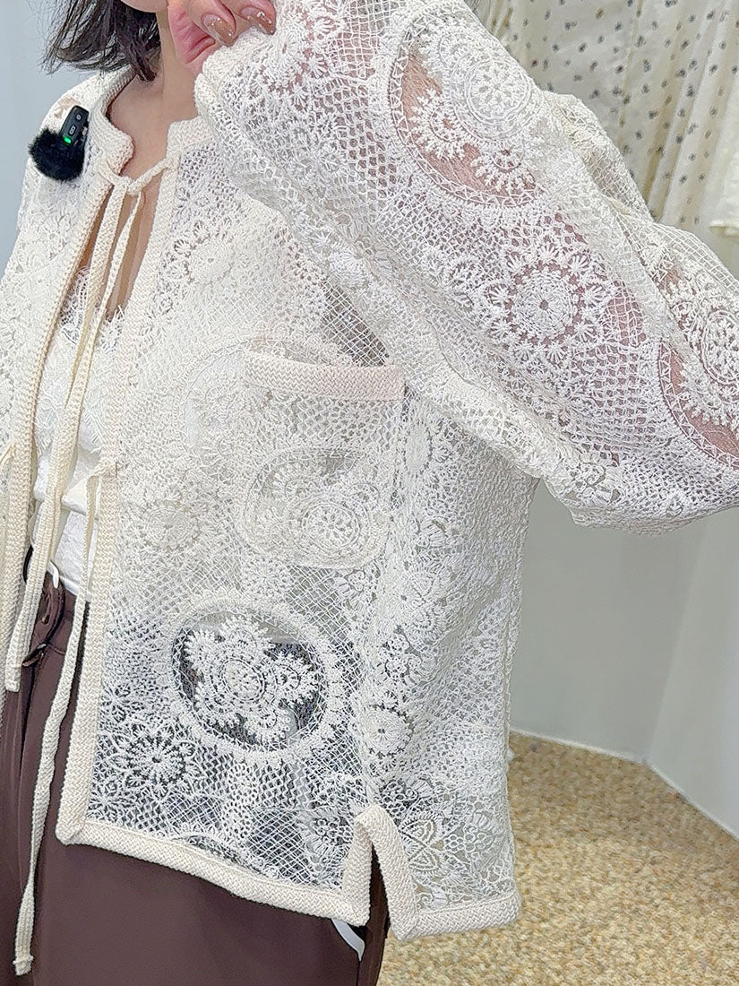 Embroidered Sequin Lace Cardigan