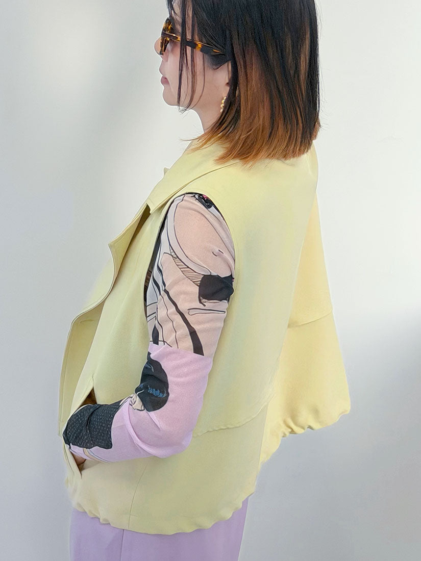 Drawstring Waist Double Breasted Vest Blazer (2 Colours)