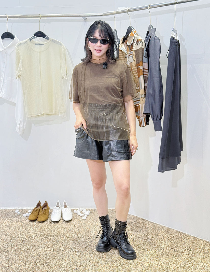 Tee With Cover Up Mesh Top Set (2 Colours)