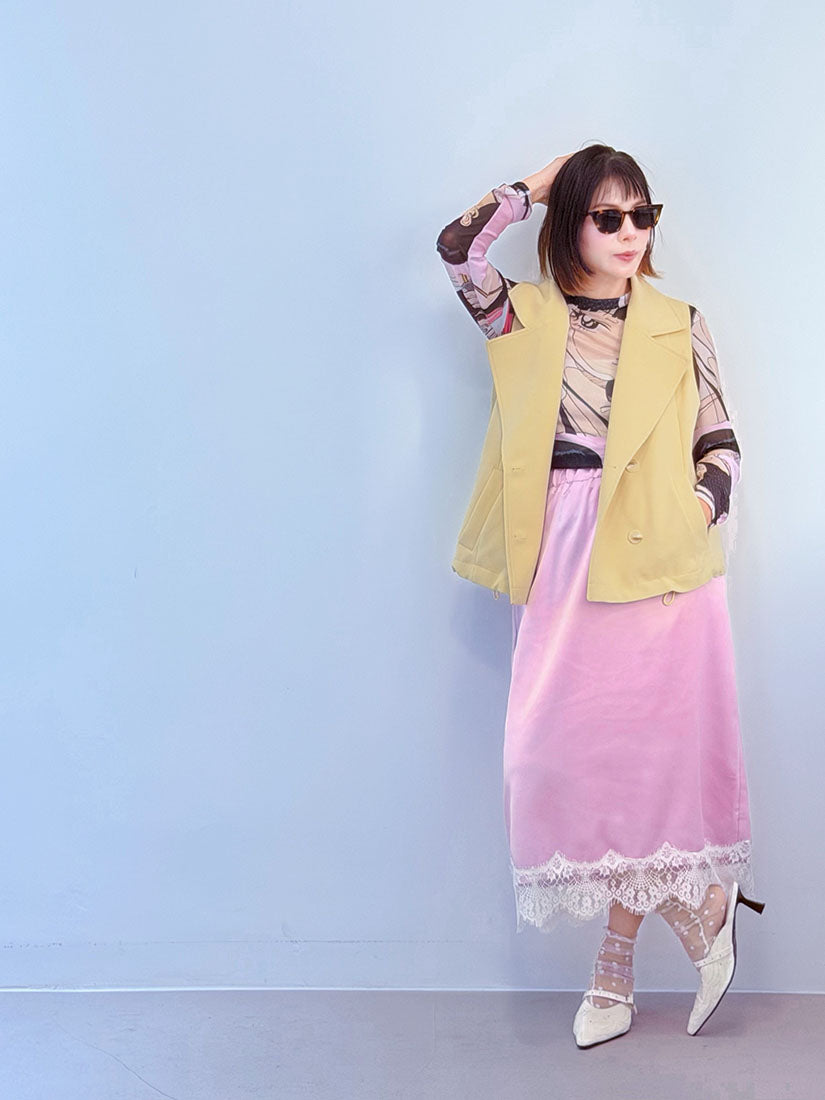 Drawstring Waist Double Breasted Vest Blazer (2 Colours)