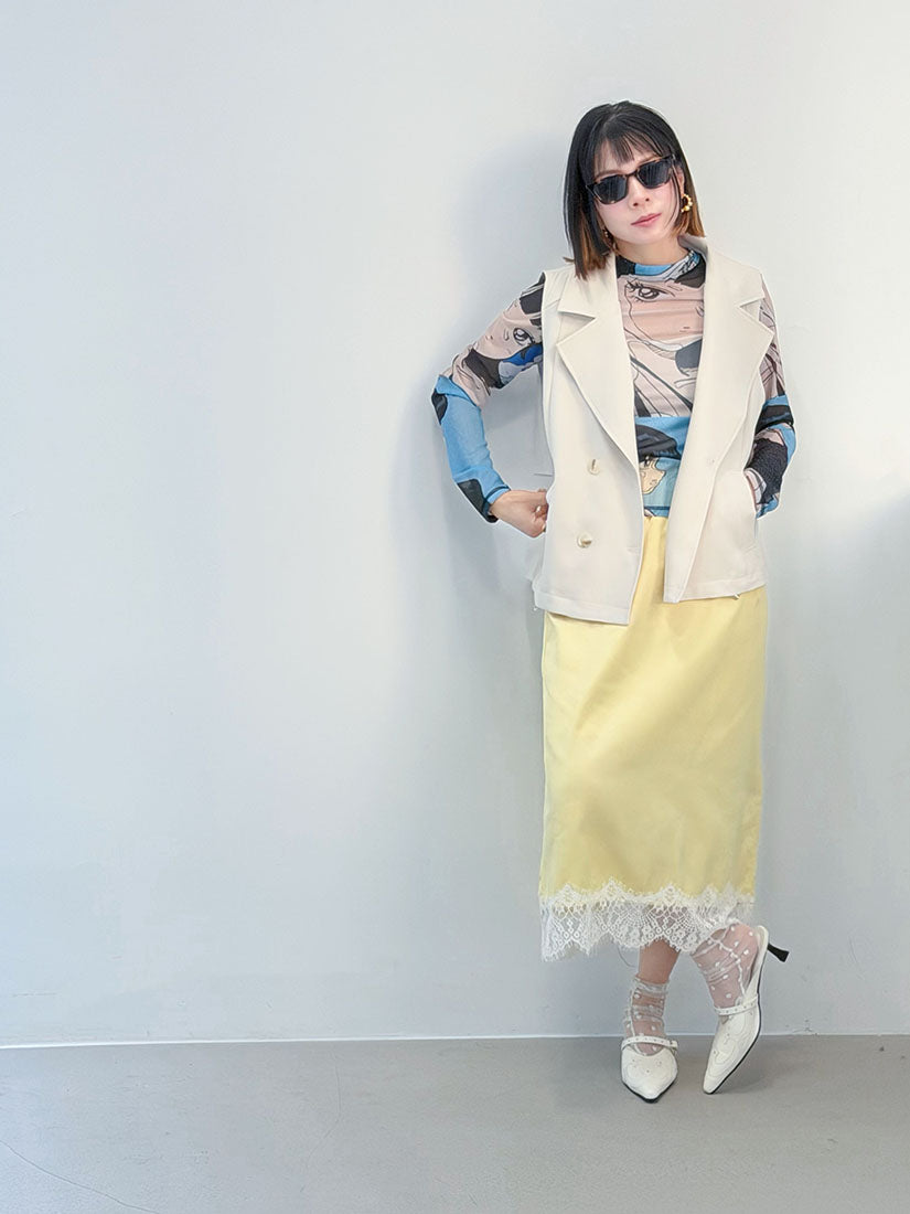 Drawstring Waist Double Breasted Vest Blazer (2 Colours)