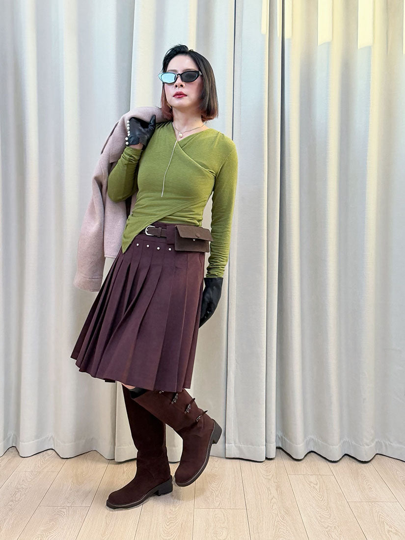 Studs Pleated Skirt (2 Colours)