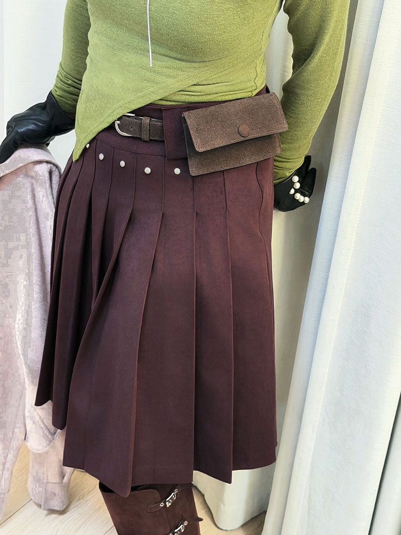 Studs Pleated Skirt (2 Colours)