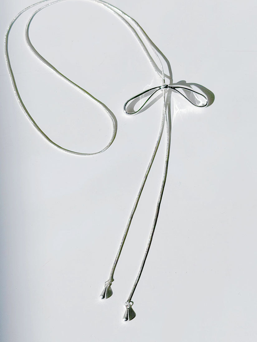 Silver Bow Necklace